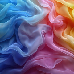 Obraz premium Rainbow chiffon fabric draped, abstract background, textile design