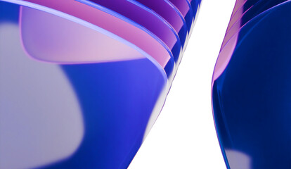 Shapely 3d render of abstract iridescent glass background made with 3d software