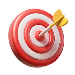 bullseye 3d icon. red bullseye. Target aim concept 3d icon..  Marketing goal success, target achievement concept. archery board 3d icon png