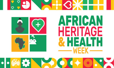 February is African Heritage and Health Week  background template. Perfect for banners, cards, posters, and social media . Vector design with text inscription and classic color for a professional look