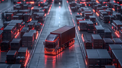 Cargo Management and Logistics Optimization in Urban Trucking Environment Aerial View of Transport System