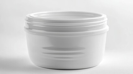 A simple white plastic container with a smooth surface and a secure lid.