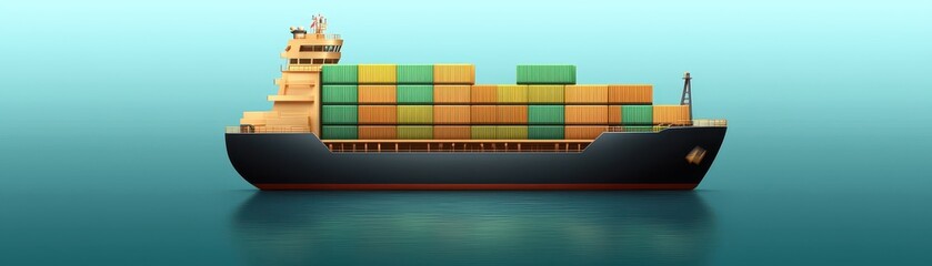 Fototapeta premium Giant container ship, dominating the ocean with colorful cargo for international trade and maritime logistics