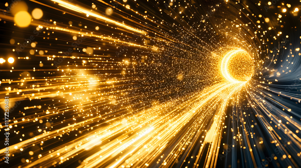 Poster a dynamic burst of golden light radiates outward, creating a mesmerizing visual effect that suggests