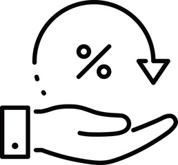 手とパーセンテージによる手数料アイコン