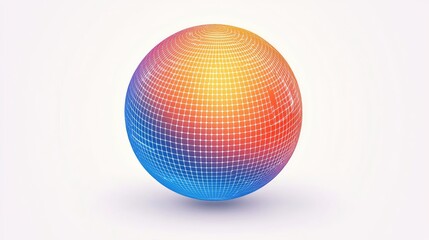 A colorful, geometric sphere with a grid pattern, symbolizing technology and innovation.
