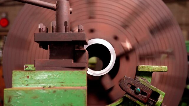 industrial work on lath machin 