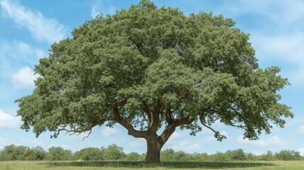 Fototapeta premium Lush Green Tree in Open Field