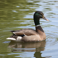 Obraz premium Elegant duck swimming in serene waters