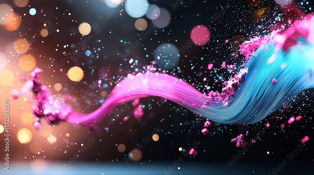 Aufkleber a vibrant swirl of pink and blue colors against a dark background, creating a dynamic, abstract visu