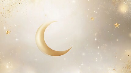 Naklejka premium Golden Crescent Moon and Stars Celestial Design