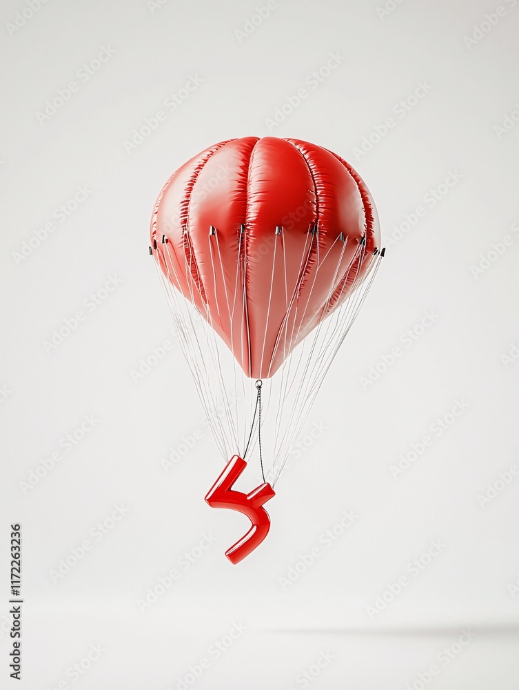 Poster concept of falling interest rates with a parachute failing to open, economic risk visualization