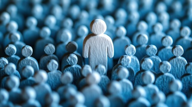 Unique individual in a crowd of people