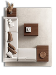 plan view top view sofa with carpet for interior design color plan PNG