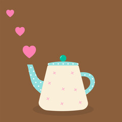 Jug of love.Valentine element.Smoke of heart.Vector graphic illustration.Valentine's day icon.
