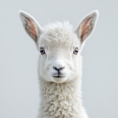 Obraz premium Cute lamb portrait, springtime, farm background, perfect for greeting cards.