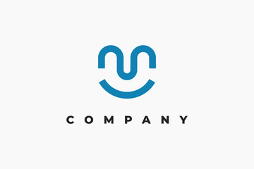 blue smile letter m minimal logo