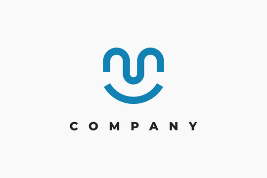blue smile letter m minimal logo
