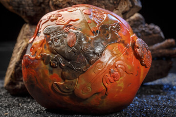 Jade and agate crafts beautifully carved using traditional techniques