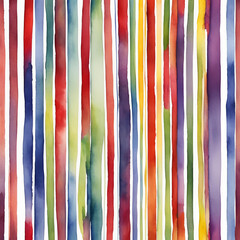 A vibrant watercolor pattern featuring vertical stripes in various colors, perfect for backgrounds, textiles, or artistic projects.