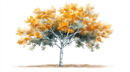 Fototapeta premium beautiful watercolor illustration of tree with vibrant orange leaves