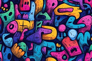 Obraz premium Colorful Abstract Retro Wallpaper, Bright Vintage 80s 90s Banner Design, Funky Geometric Pop Art Pattern, Vibrant Web App Background Aesthetic