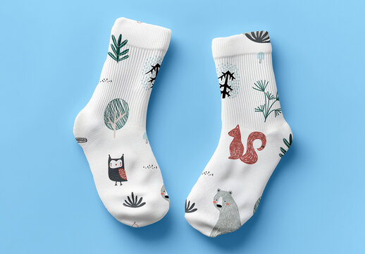 Top View of Kids Socks Mockup with Generative AI