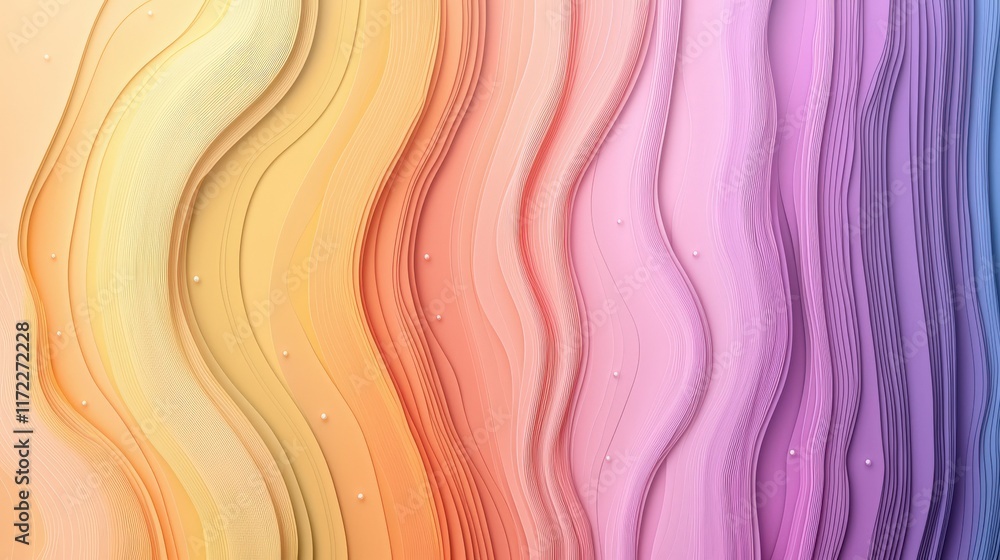 Poster Colorful Wavy Abstract Textured Background with Smooth Gradient Lines from Warm to Cool Tones
