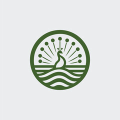 Minimal peacock nature logo