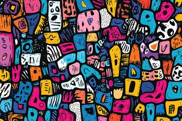 Colorful Abstract Retro Wallpaper, Bright Vintage 80s 90s Banner Design, Funky Geometric Pop Art Pattern, Vibrant Web App Background Aesthetic