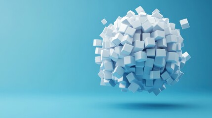 Fototapeta premium Abstract Composition of White Cubes on Blue Background