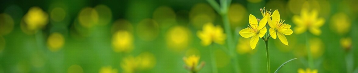 Obraz premium Bright yellow loosestrife flowers blooming in Ohio wetlands summer, wildflowers of ohio, ciliata plant, wildflowers