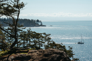 Lopez Island coastal views in the San Juan Islands in the Pacific Northwest in Washington 