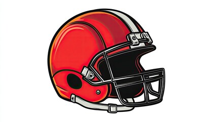 Naklejka premium A stylized illustration of a football helmet in orange and white colors.