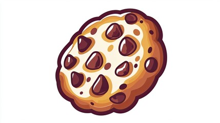 Fototapeta premium A colorful illustration of a chocolate chip cookie, showcasing its texture and chocolate pieces.