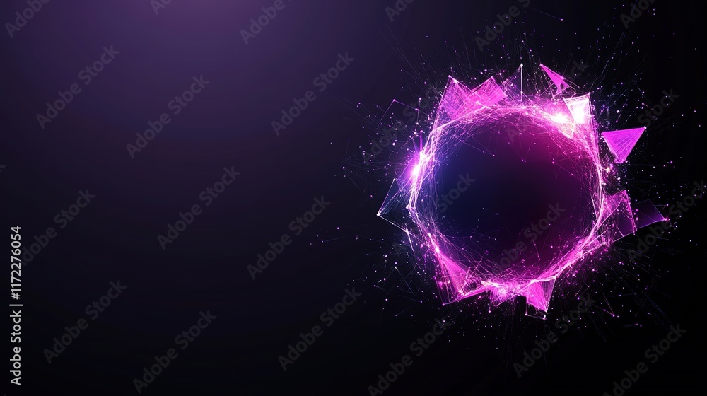 Poster abstract futuristic design with colorful triangles and light effects
