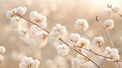Delicate Cotton Flowers in Soft Focus