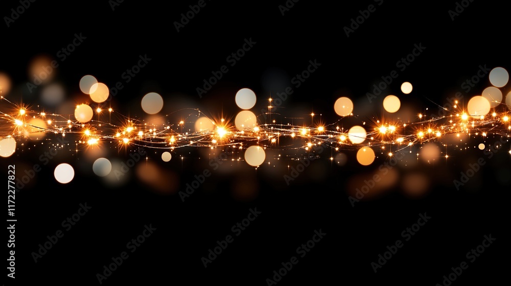 Poster Glimmering Bokeh Lights on a Dark Background for Festive Vibes