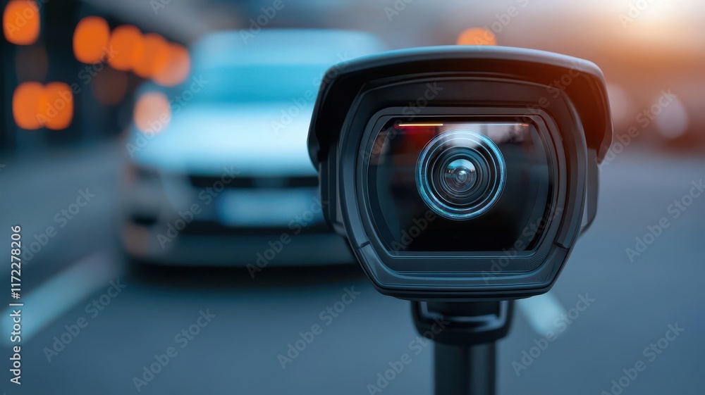 Aufkleber ai-powered security. smart parking lot security automated license plate recognition and ai monitorin