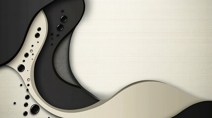 Fototapeta premium Abstract Black and Beige Wave Design with Bubbles