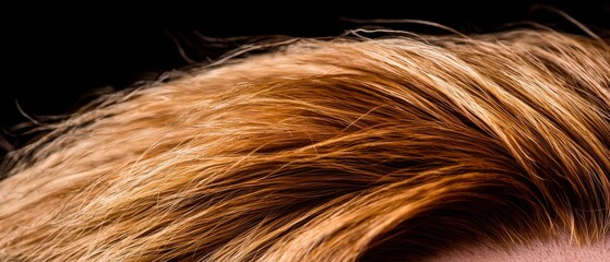 Naklejka premium Close up Texture of Light Brown Human Hair Soft Shiny Strands Detailed View