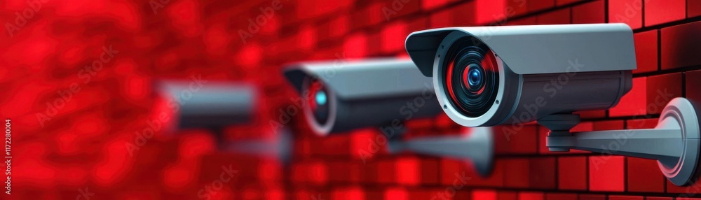 Poster ai-powered security. real-time ai video analytics surveillance systems analyzing live video feeds to