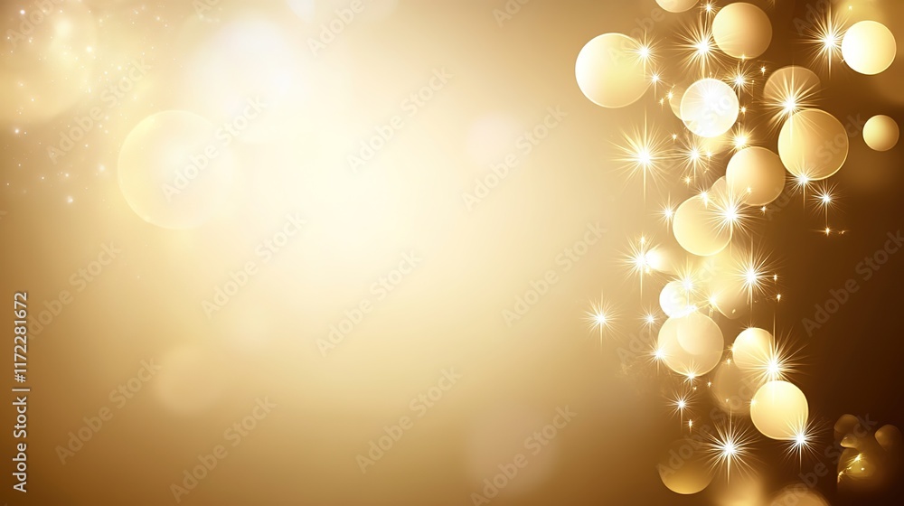 Poster elegant gold background with soft bokeh lights and sparkles