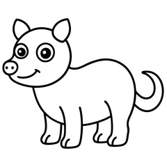  funny and cute animals line art vector illustration