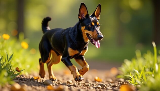 Perro cocker con el rabo entre las piernas mientras camina, atenci?n, naturaleza