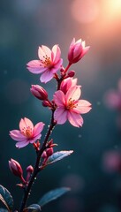 Obraz premium Softly glowing Osmanthus flowers illuminate a frosty morning, misty, mist, dew