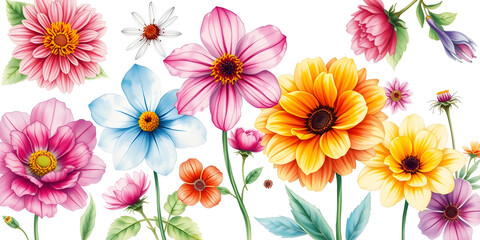 A colorful bouquet of flowers with a white background