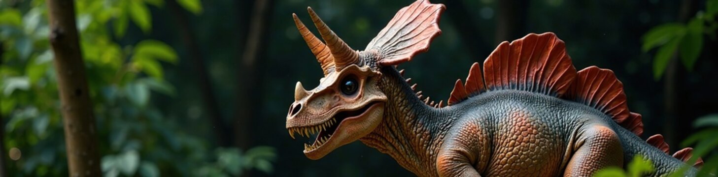 Upper part of Parasaurolophus skull with crests, ceratopsian, herbivore, dinosaur