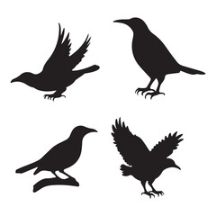 Obraz premium Silhouette vector Birds and animals