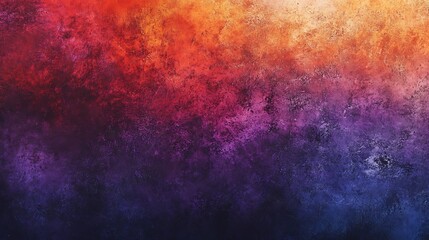 Fototapeta premium A dramatic gradient background blending dark grainy tones of purple, red, orange, and blue, with a subtle texture for depth